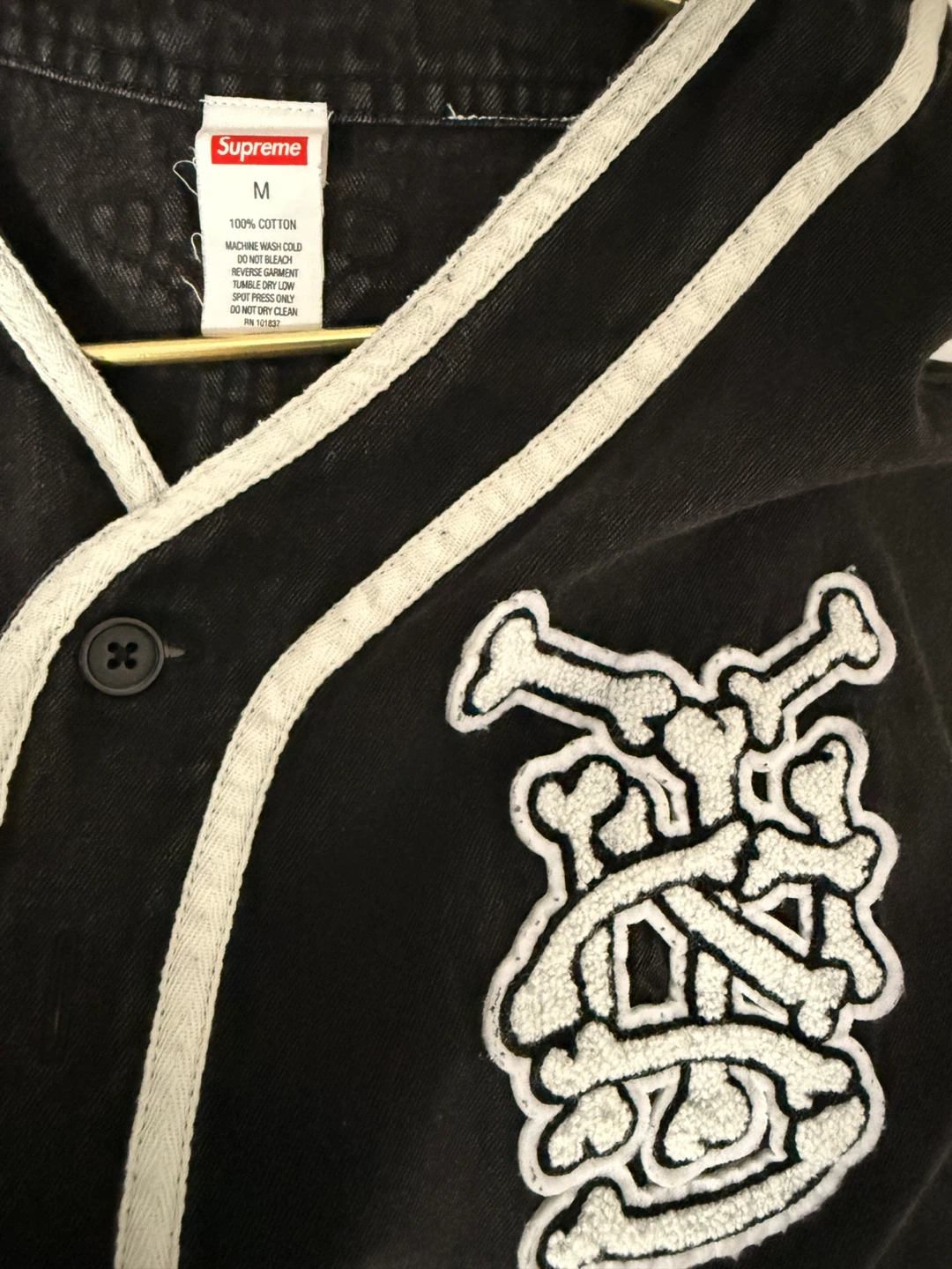 Supreme Patches Denim Baseball Jersey - photo 3