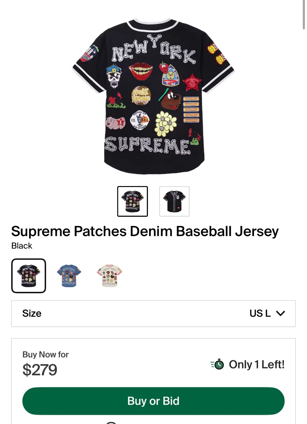 Supreme Patches Denim Baseball Jersey - photo 4