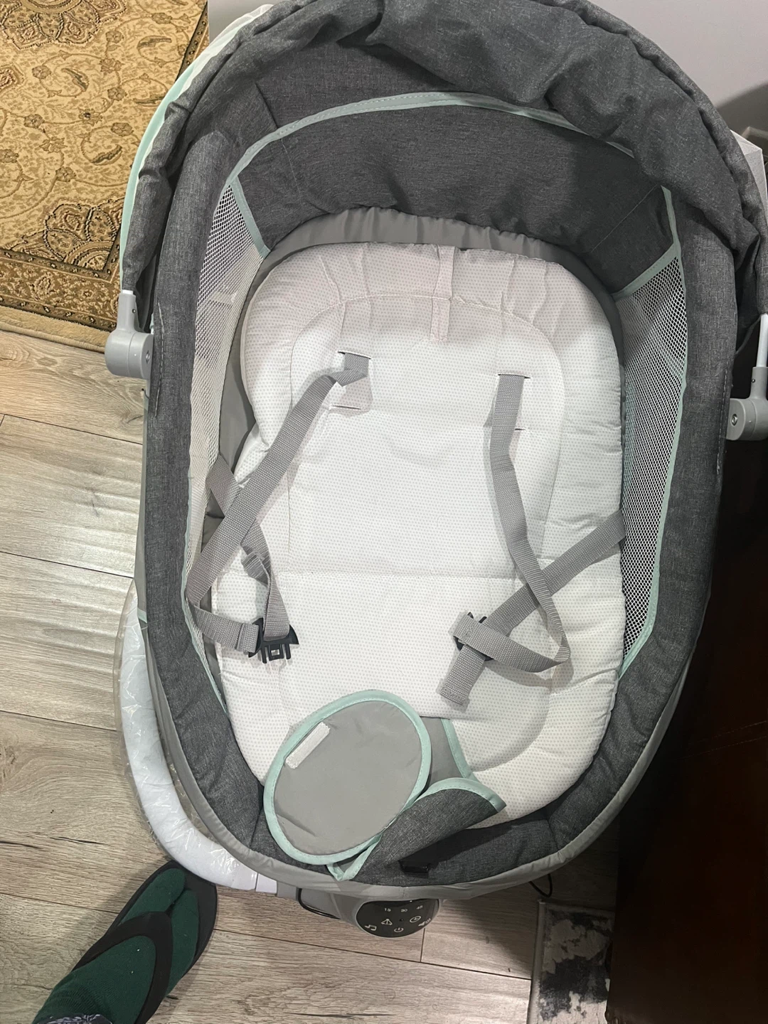 Grey Baby Rocker with Owl Toy