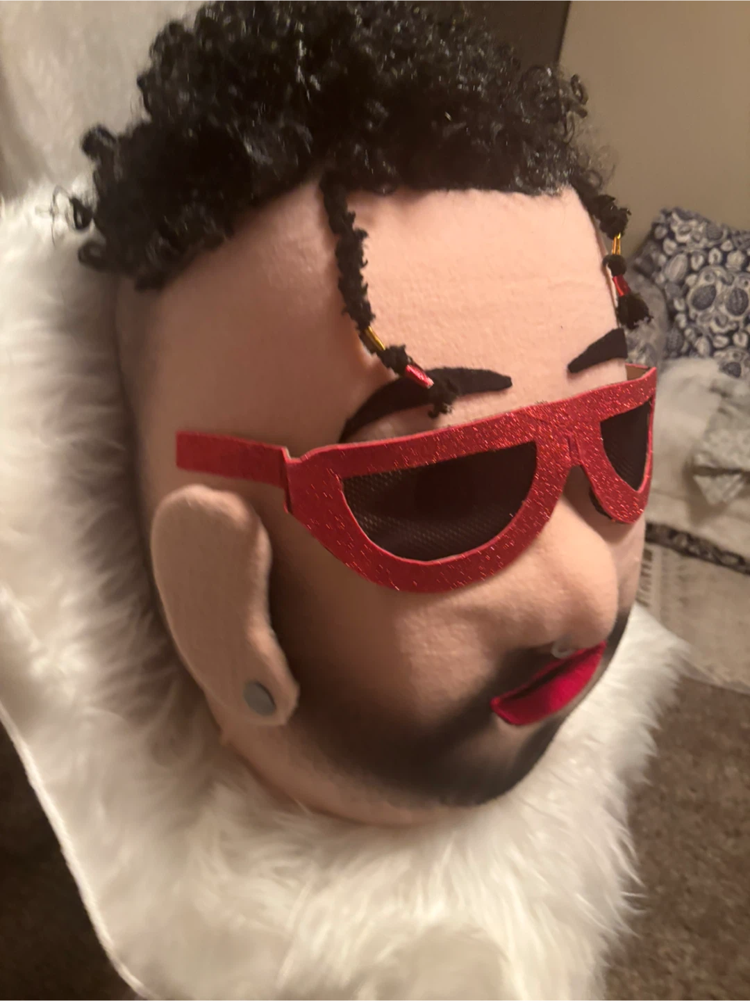 Custom Bad Bunny Plush Head Mask
