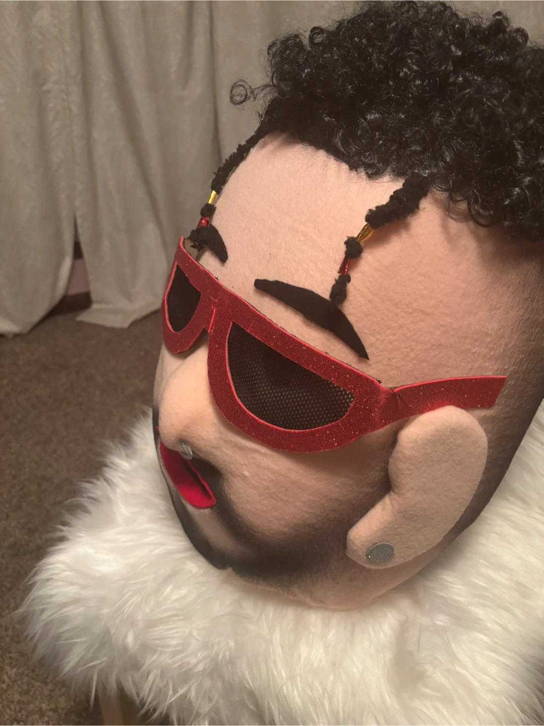 Custom Bad Bunny Plush Head Mask - photo 4