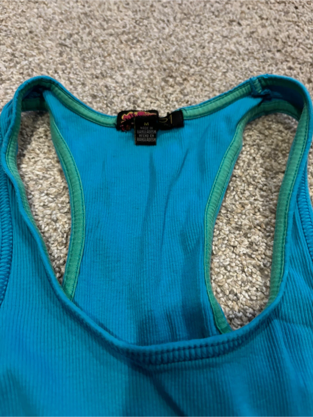 Teal Ribbed Racerback Tank Top - photo 2