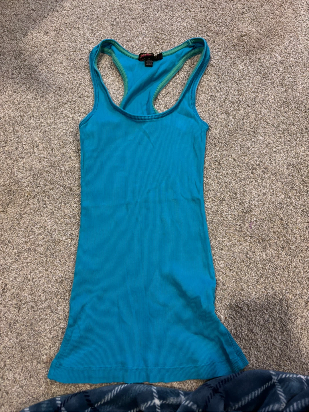 Teal Ribbed Racerback Tank Top