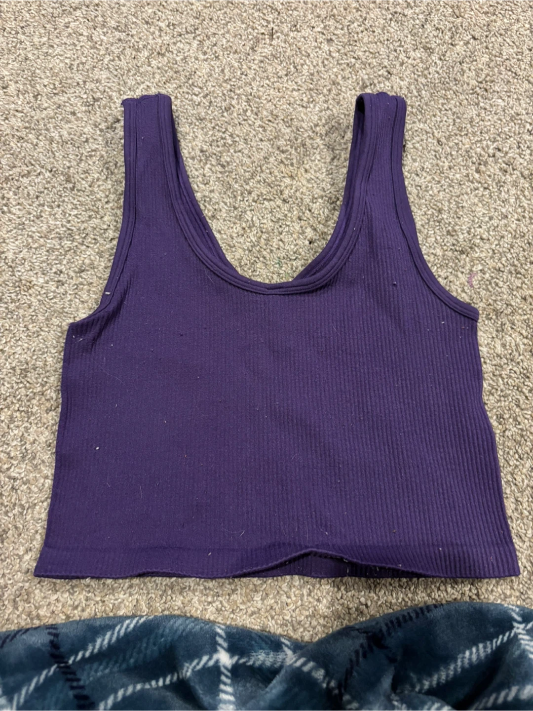 Purple Ribbed Cropped Tank Top - photo 3