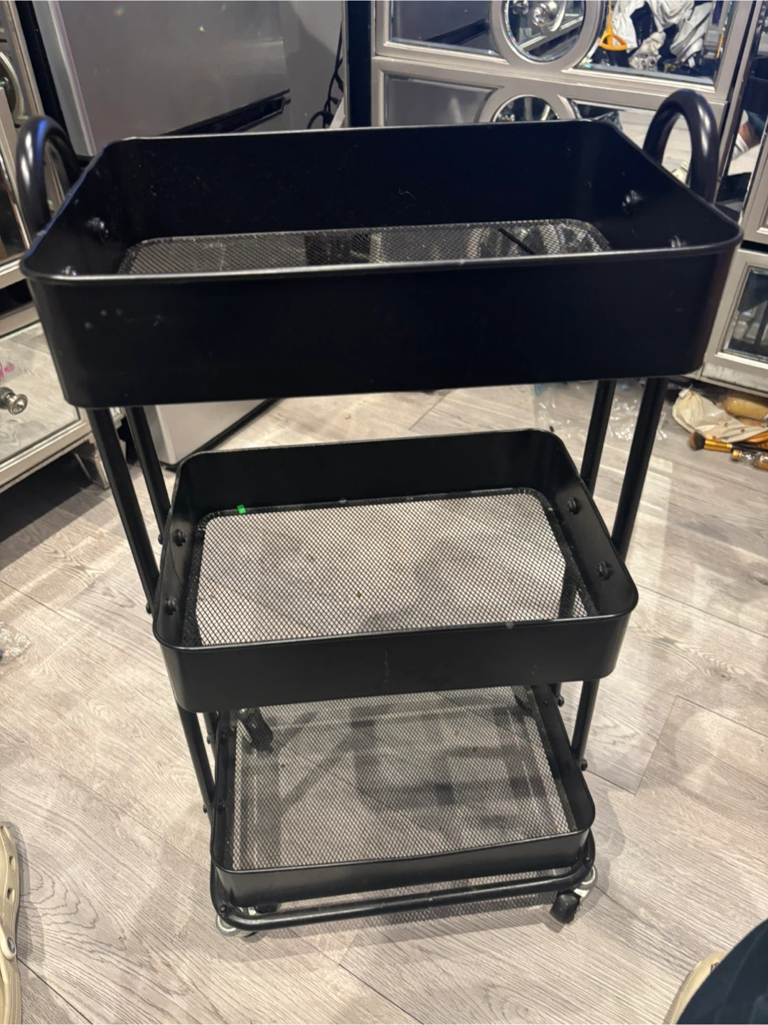 Black 3-Tier Rolling Utility Cart - photo 3