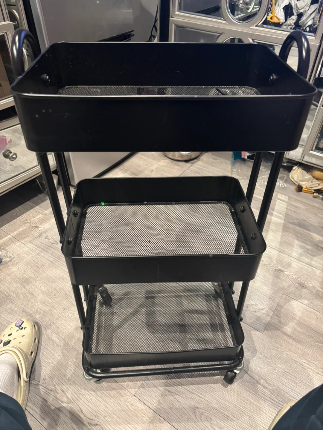Black 3-Tier Rolling Utility Cart - photo 2