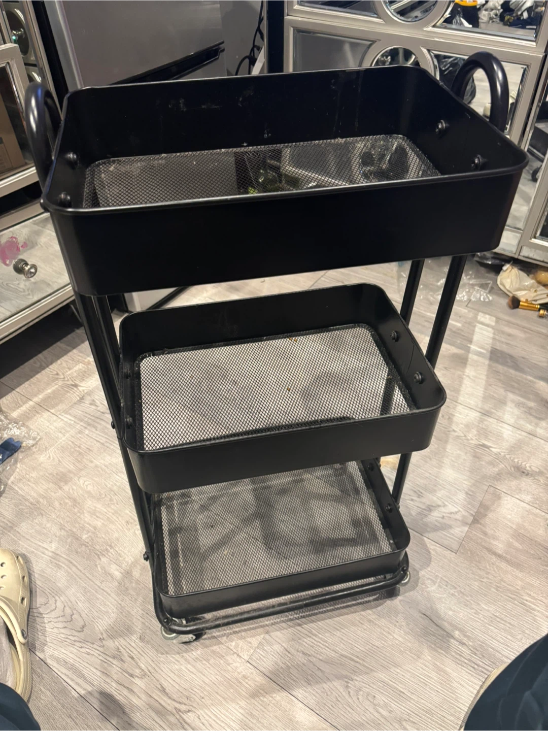 Black 3-Tier Rolling Utility Cart