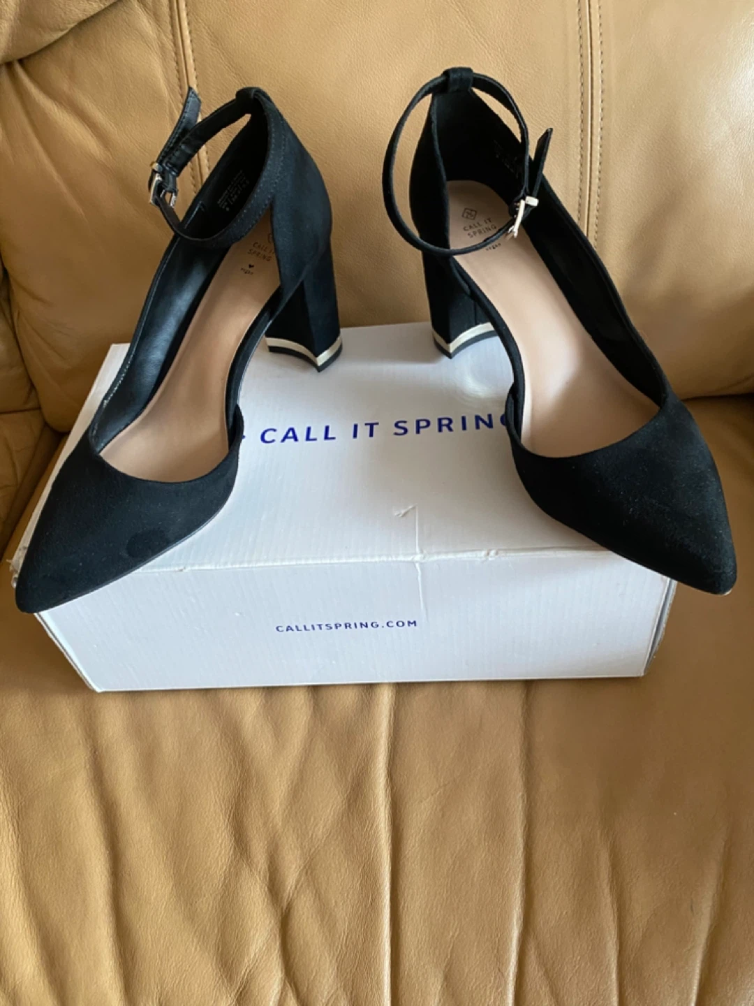 Call It Spring Black Suede Block Heel Pumps