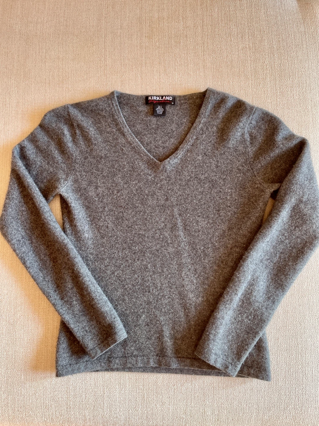 Kirkland Cashmere Grey V-Neck Sweater