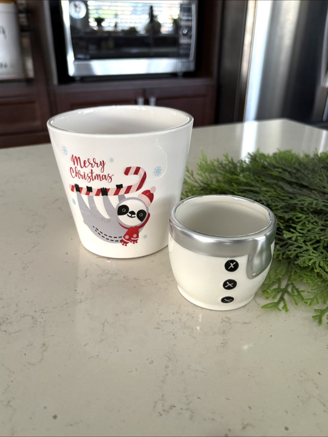 Merry Christmas Sloth Fine Porcelain Pot