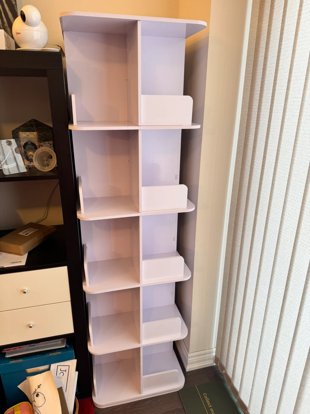 360° Rotating Bookshelf White Multi-Shelf Display Unit/Bookcase