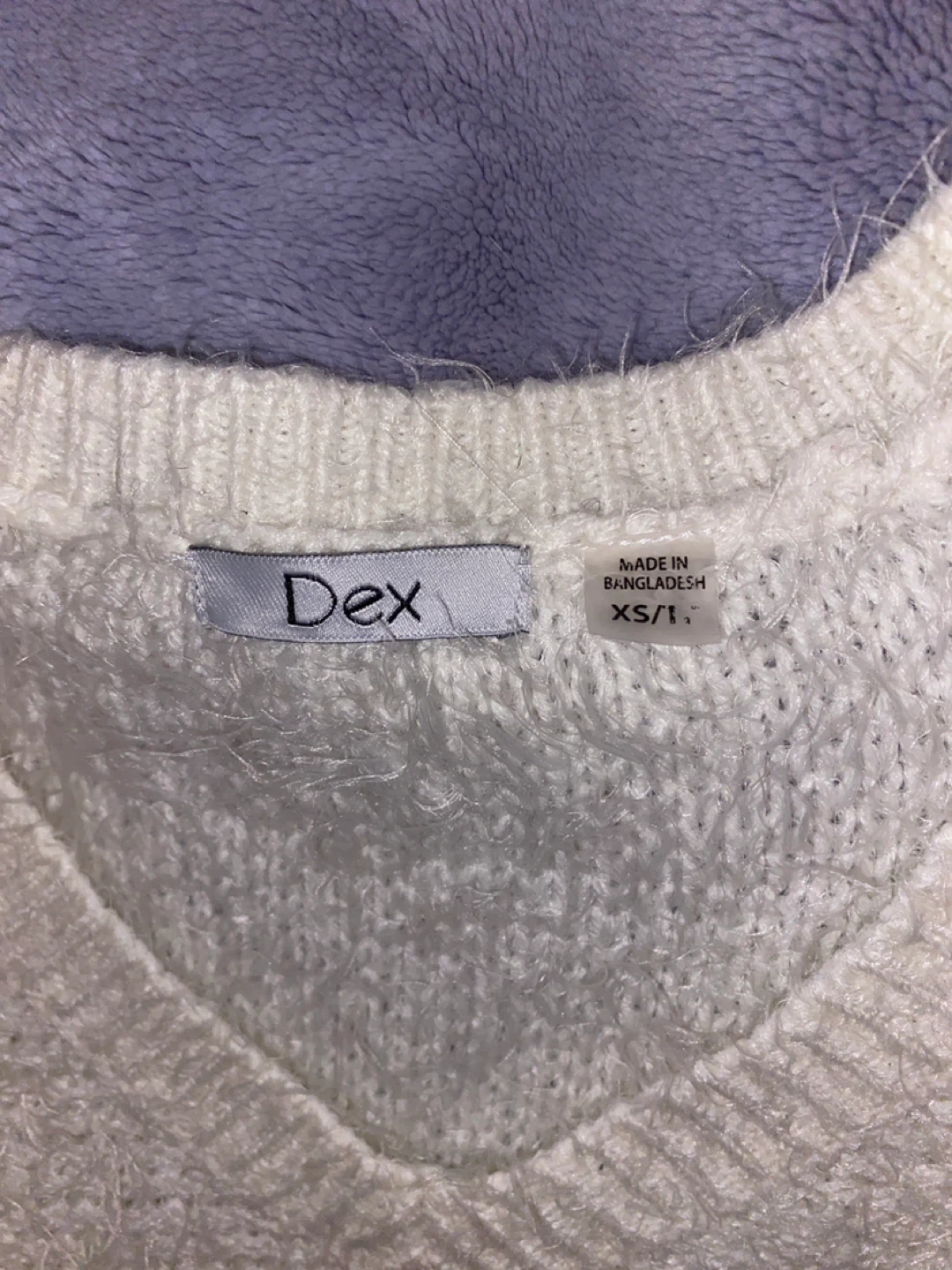 Dex Fuzzy V-Neck Sweater - White XS/T - photo 2