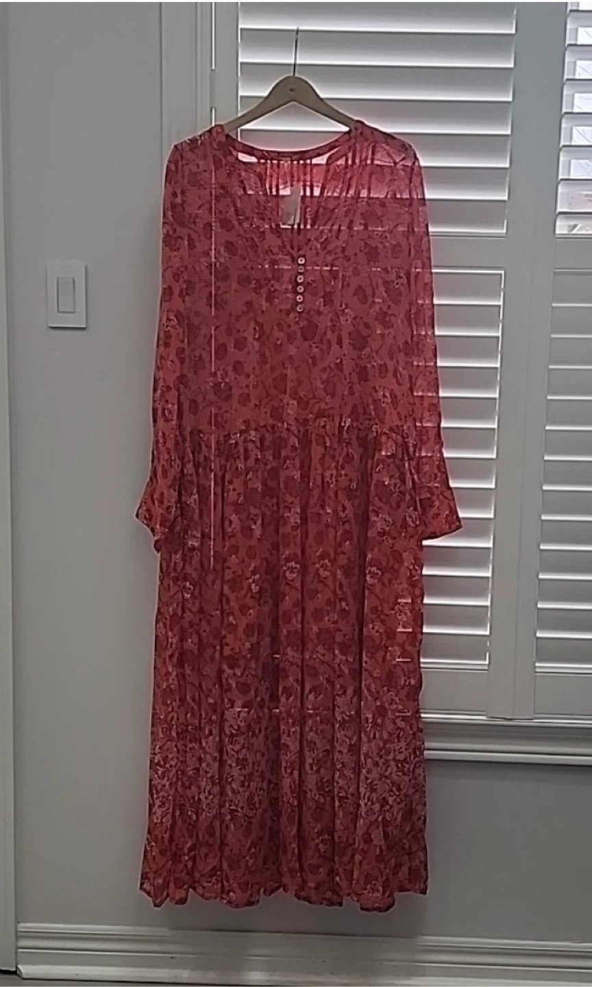 Free People Maxi Dress Coral Floral Print Size Large - photo 2