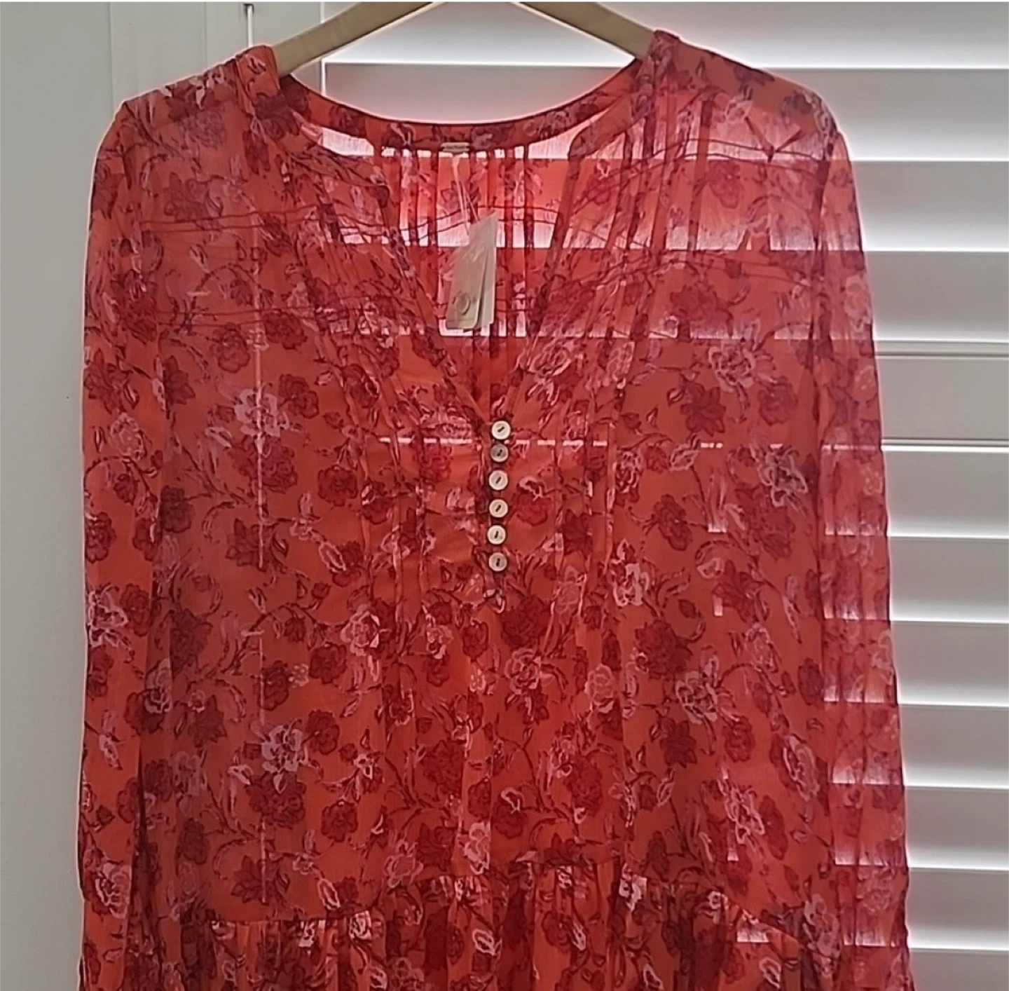 Free People Maxi Dress Coral Floral Print Size Large - photo 4