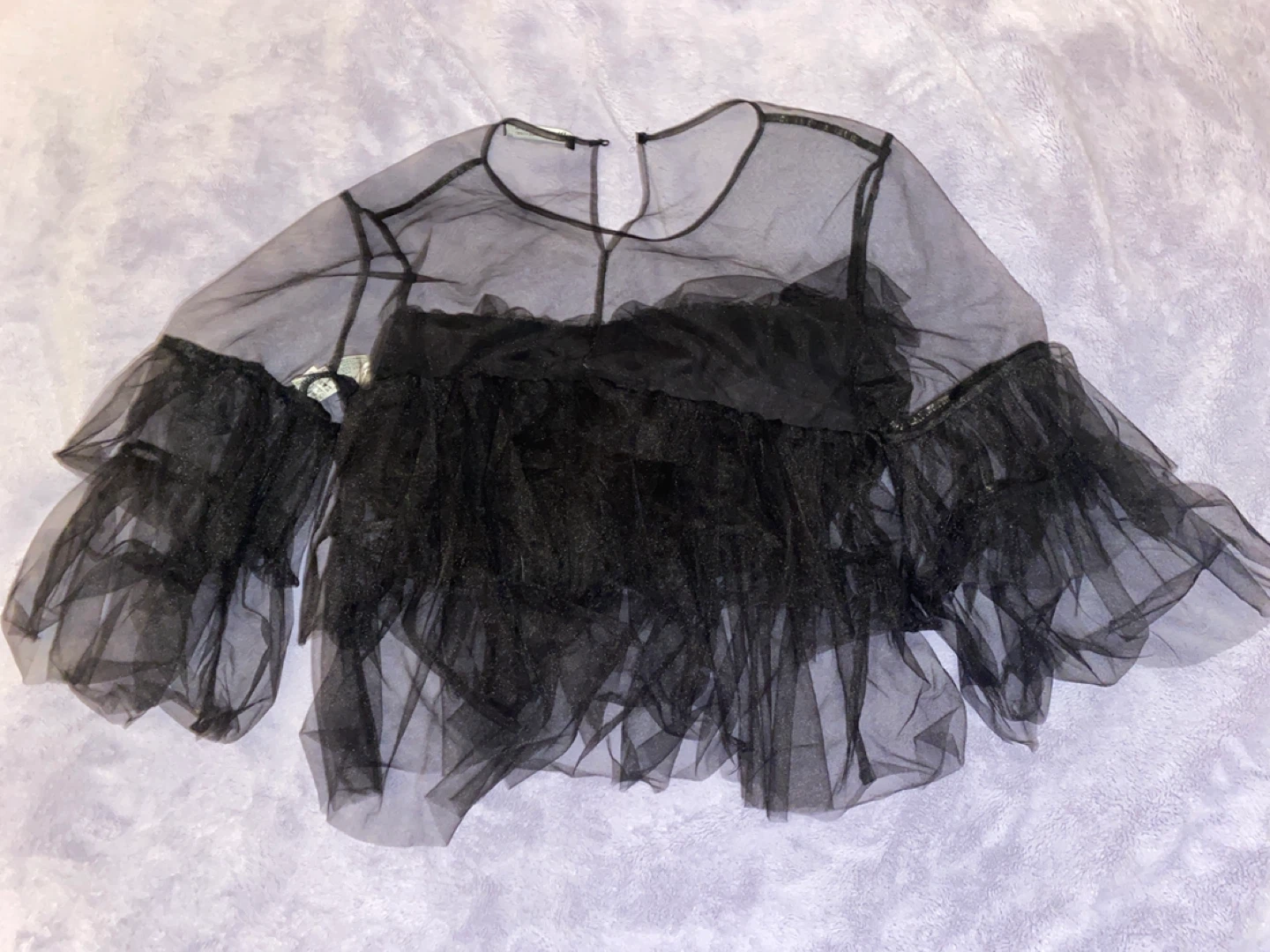 Zara Black Sheer Tulle Blouse Size S - photo 2