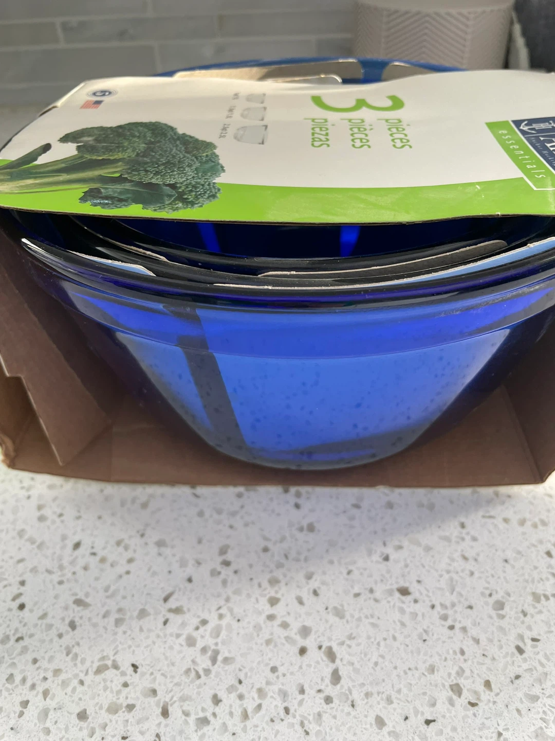 BNIP Vintage Anchor Cobalt Blue glass mixing bowls 3 pieces - photo 3