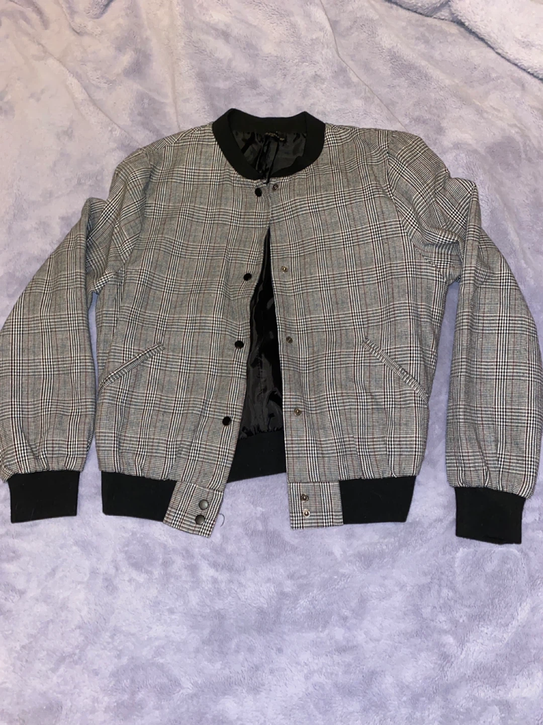 Shinestar Plaid Bomber Jacket Size Medium