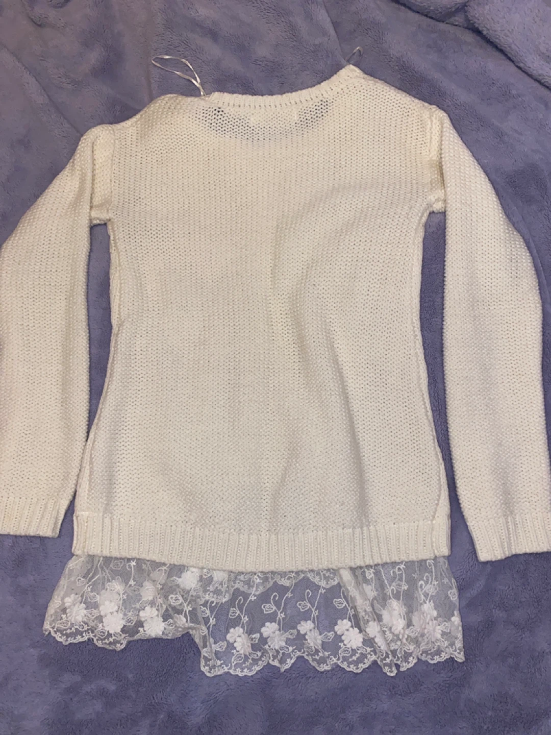 Bluenotes White Sweater with Lace Trim XS/TP - photo 3