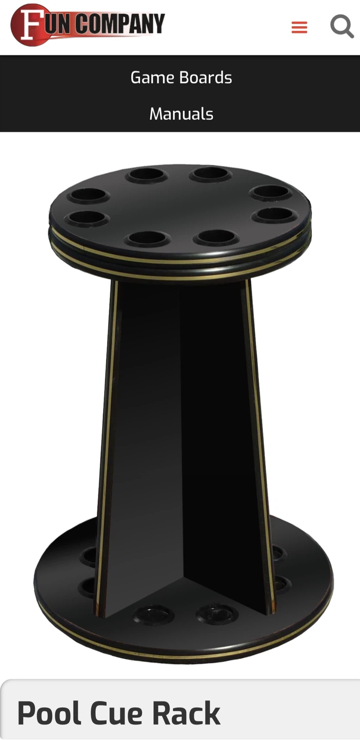 BNIB Fun Company Wood Pool Cue Rack
