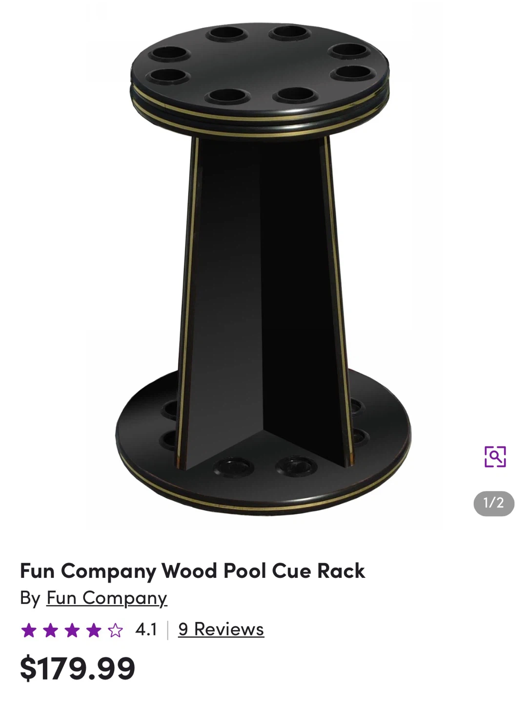BNIB Fun Company Wood Pool Cue Rack - photo 3