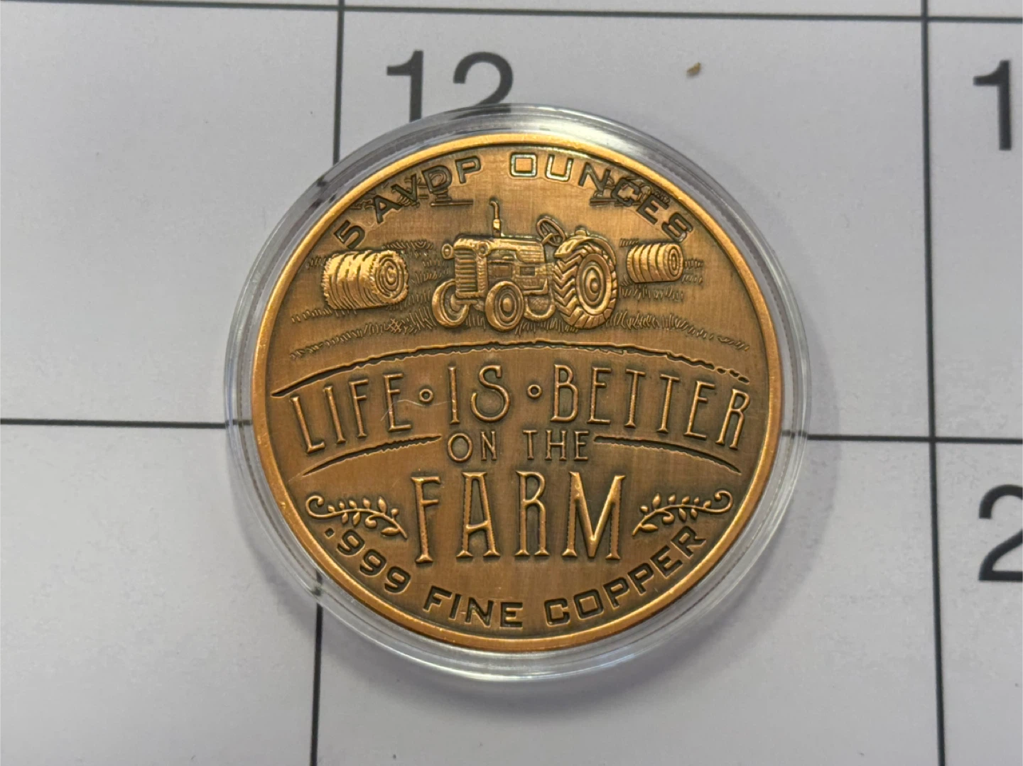 5 oz .999 Fine Copper Coin - Life is Better on the Farm - photo 2