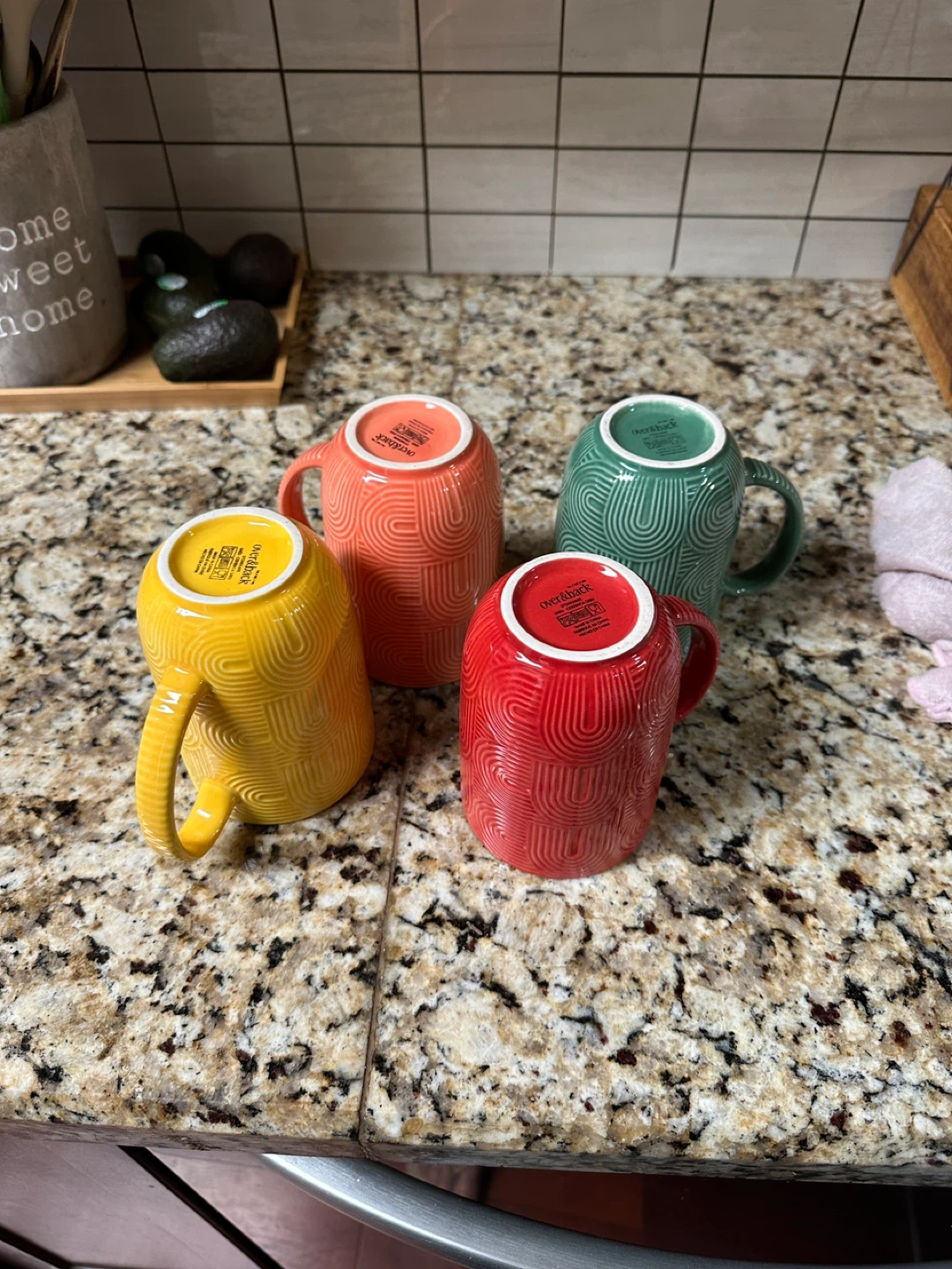 Set of 4 Textured Mugs - Yellow, Coral, Teal, Red - photo 2