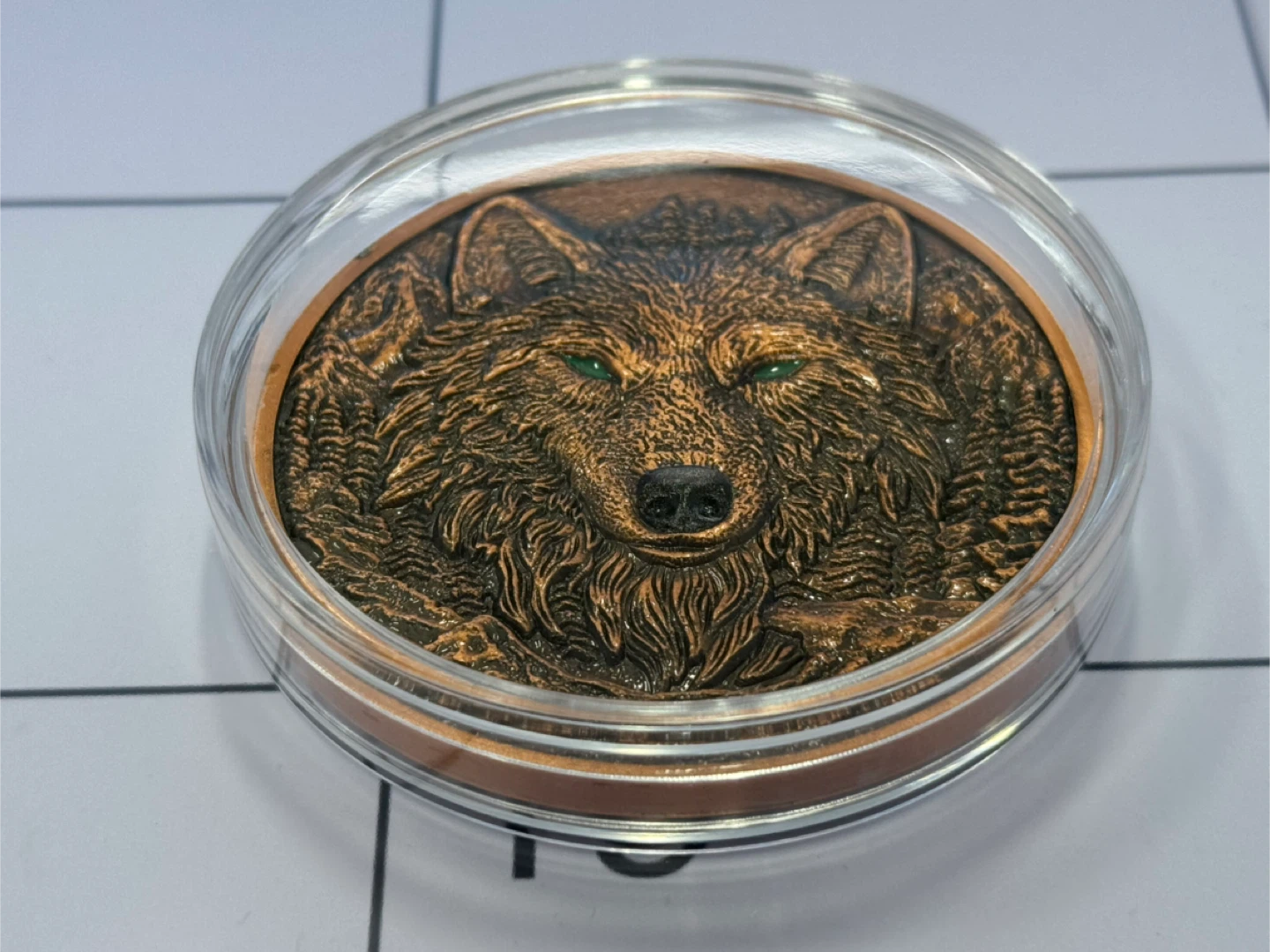 5 oz 999 Fine Copper Coin - 3d Wolf Design - photo 2