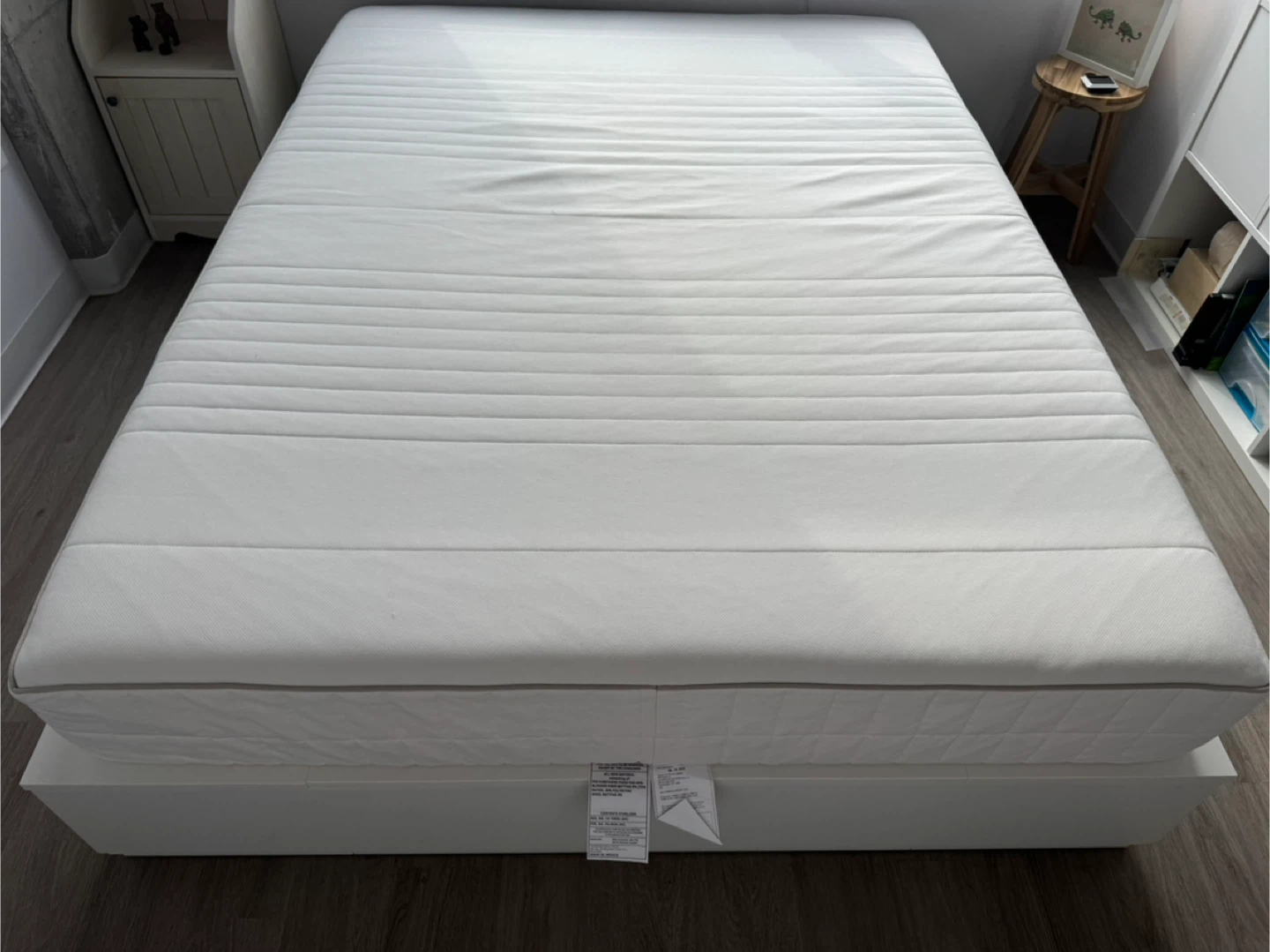 White Storage Bed Frame with Mattress