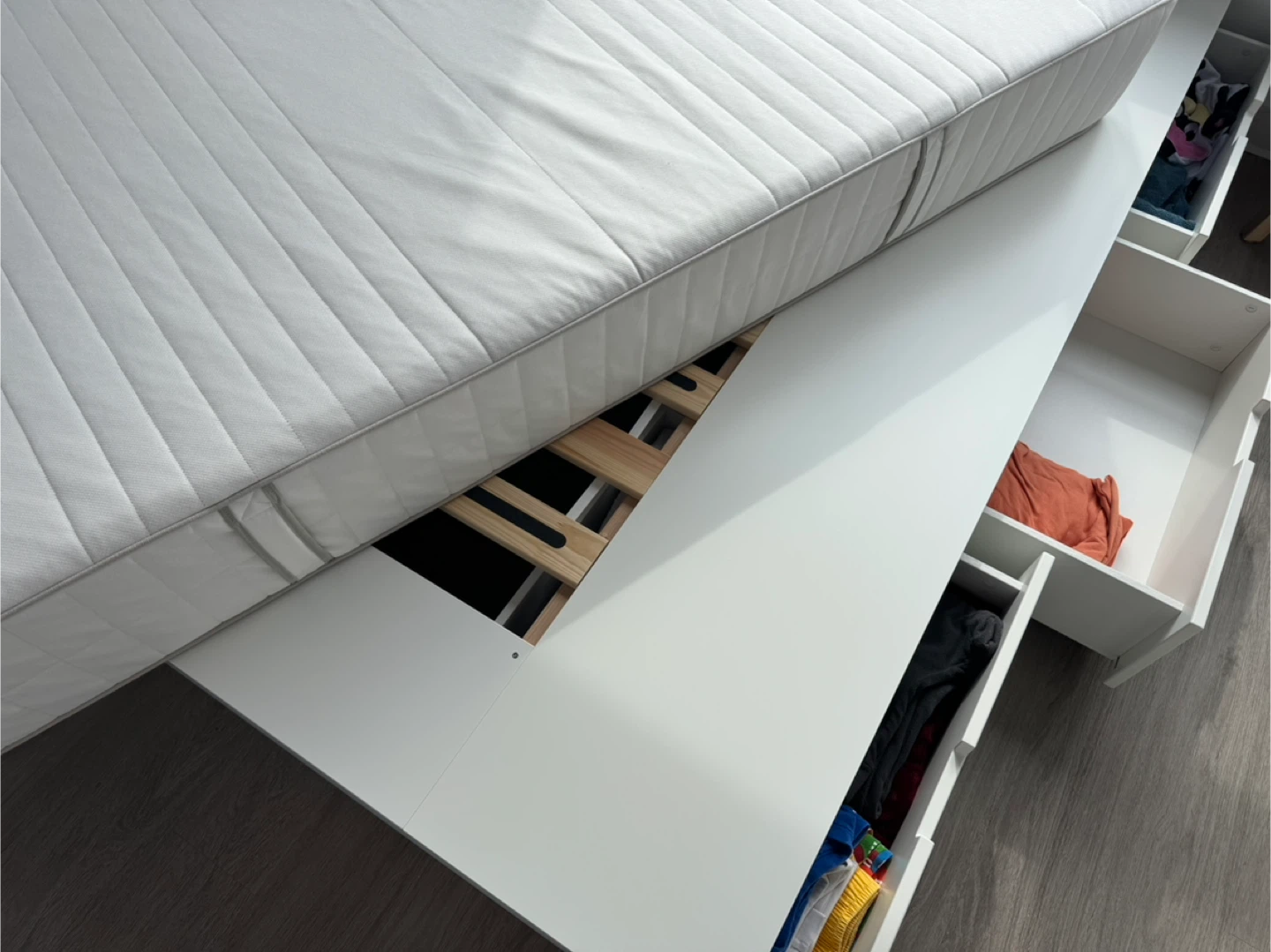 White Storage Bed Frame with Mattress - photo 2