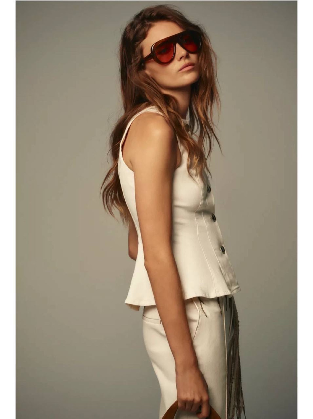 White Sleeveless Button-Up Vest S, Zara - photo 3