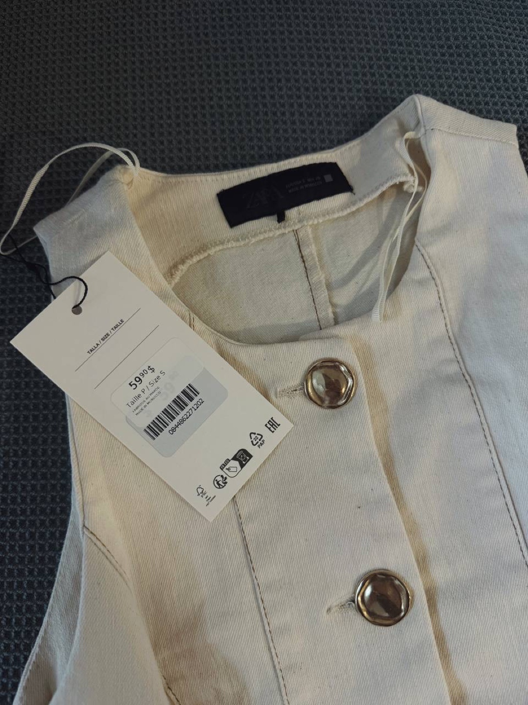 White Sleeveless Button-Up Vest S, Zara - photo 5