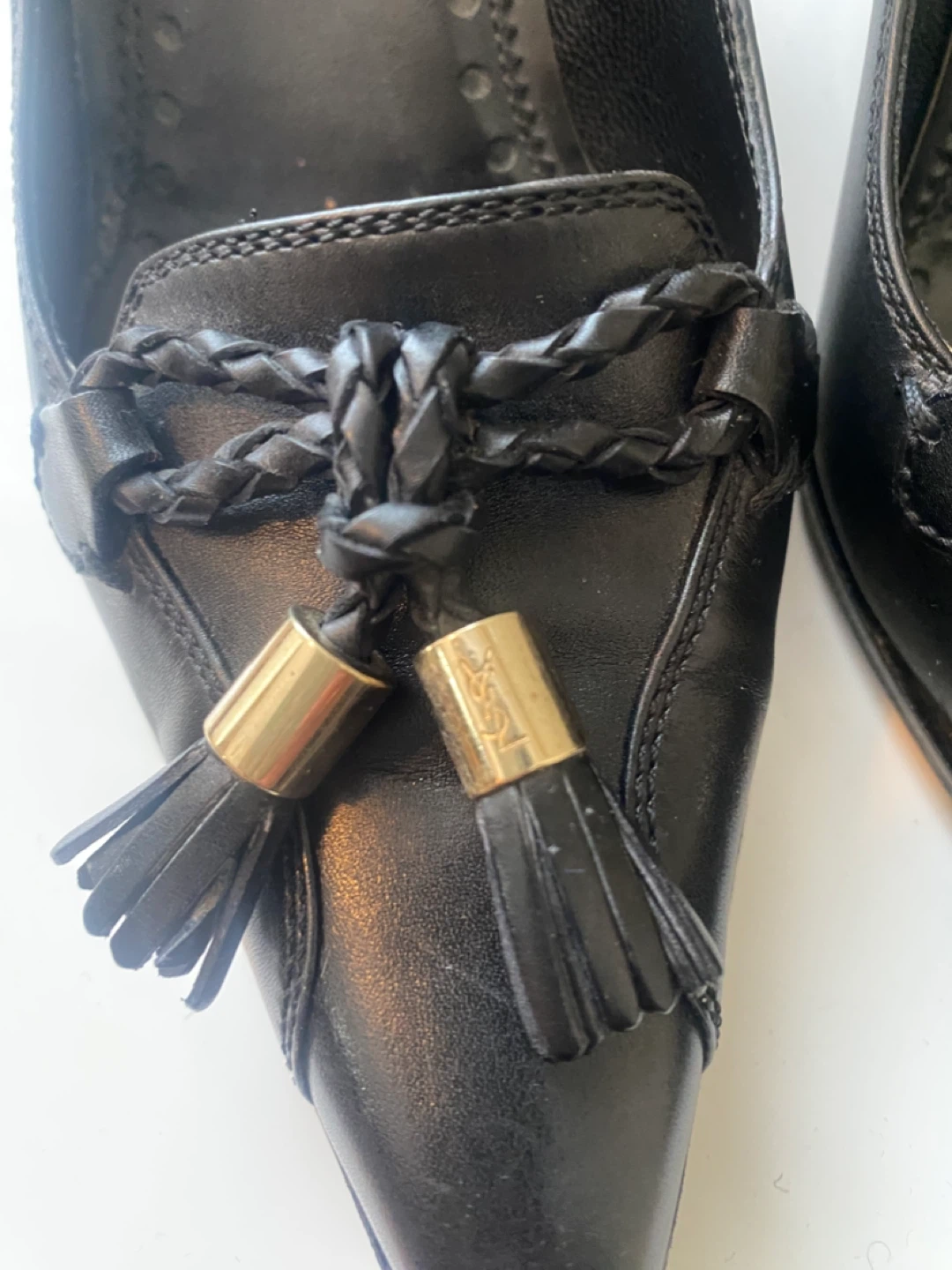 Yves Saint Laurent Black Leather Tassel Pumps - Size 37 - photo 3