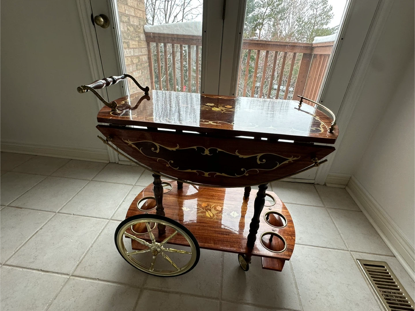 Vintage Italian Marquetry Bar Cart/Tea Trolley - photo 2