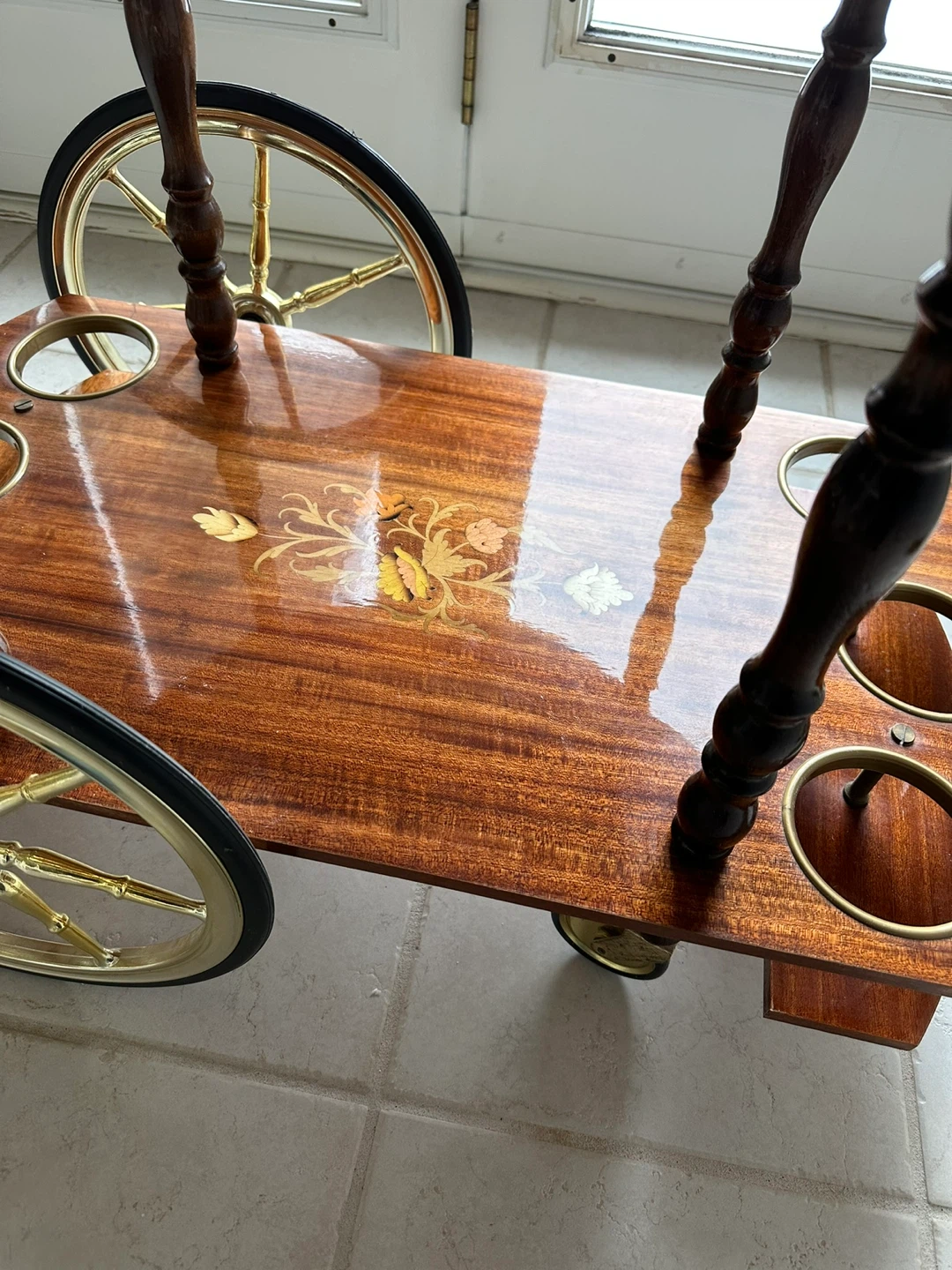 Vintage Italian Marquetry Bar Cart/Tea Trolley - photo 4