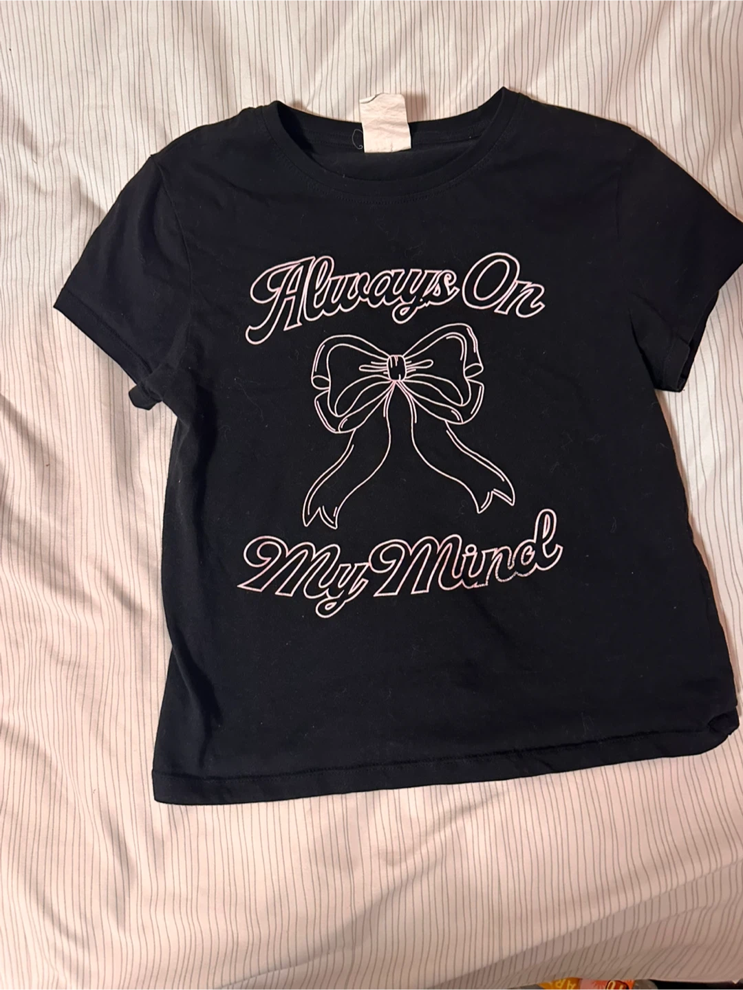 Black T-Shirt with cute pink writing
