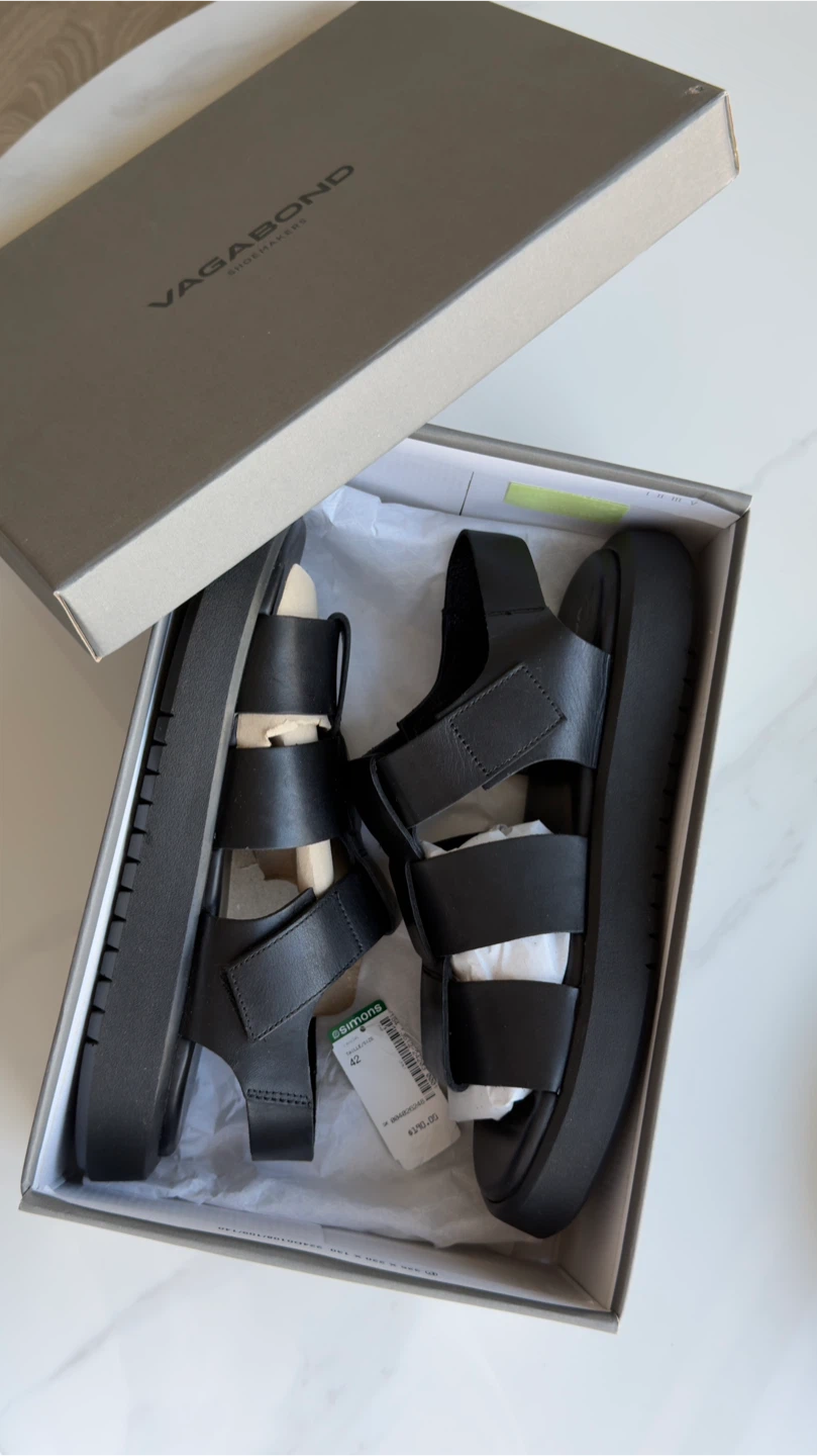 Vagabond Black Leather Gladiator Sandals Size 42 - photo 5