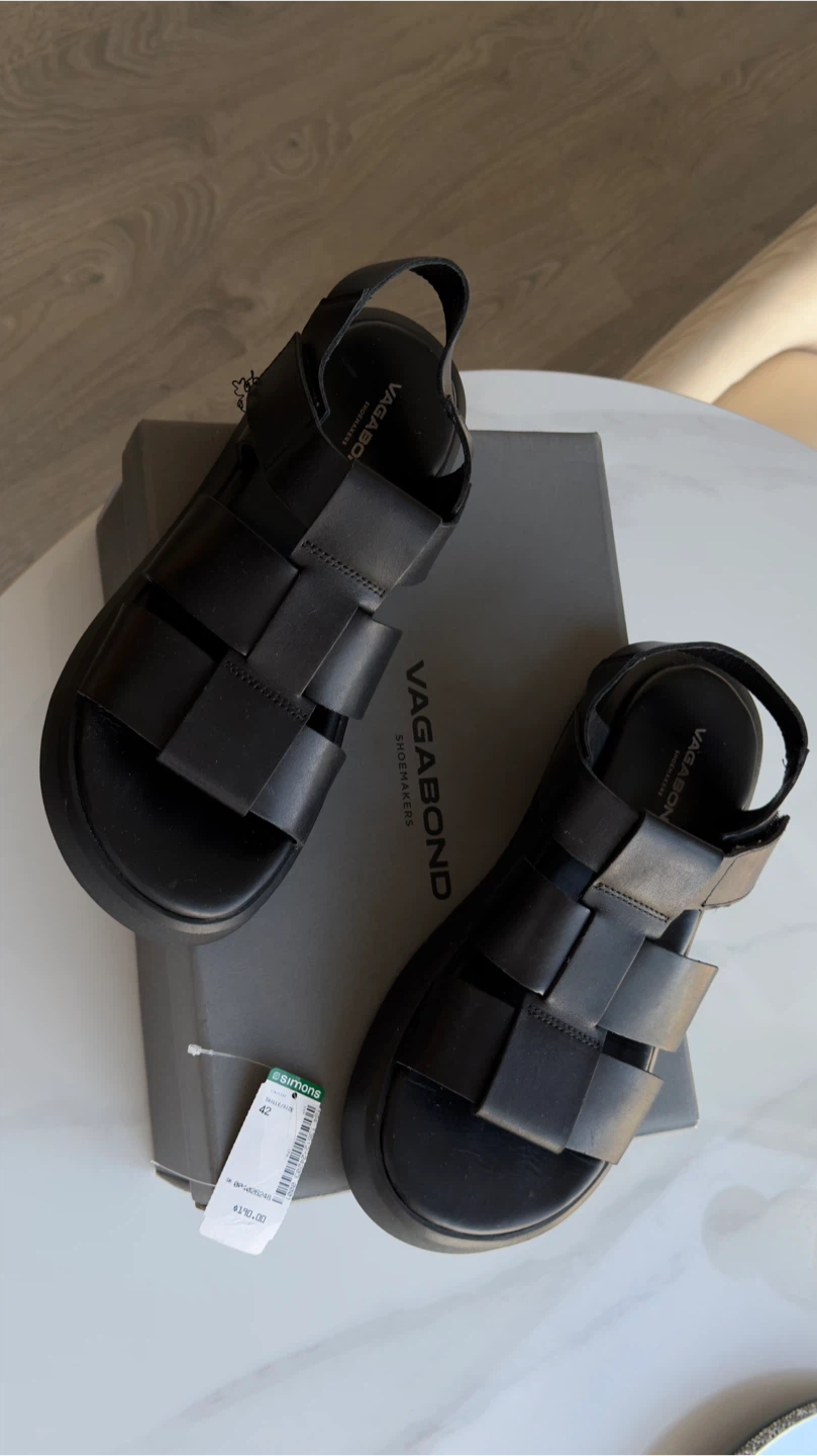 Vagabond Black Leather Gladiator Sandals Size 42 - photo 3