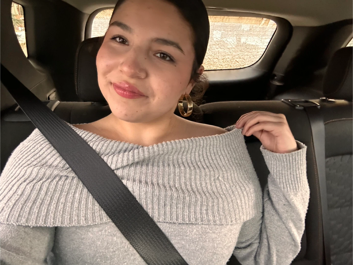 Grey Off-the-Shoulder Sweater