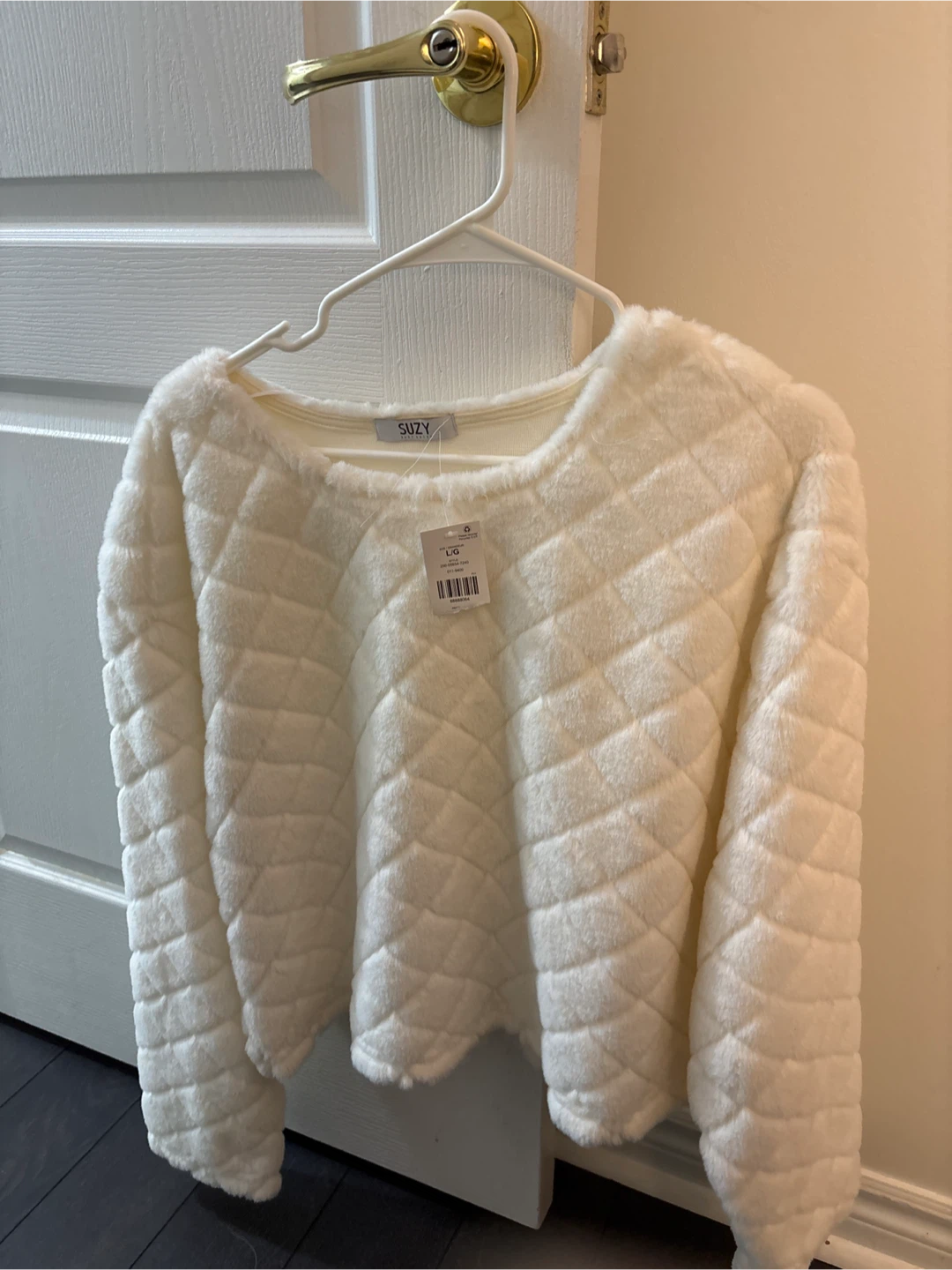 Suzy Cream Faux Fur Quilted Sweater L/G - photo 3
