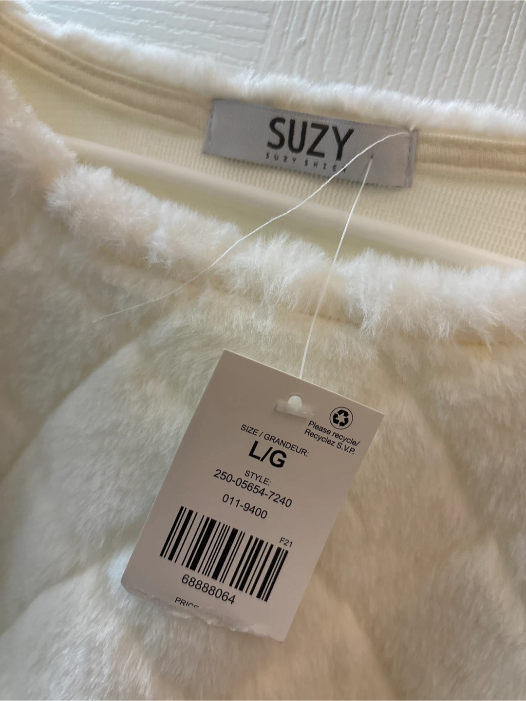 Suzy Cream Faux Fur Quilted Sweater L/G - photo 2