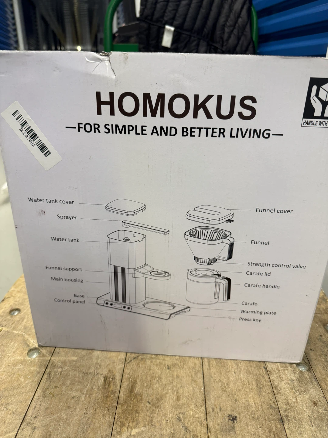 New HOMOKUS Drip Coffee Maker CM1068T-UL Black - photo 3