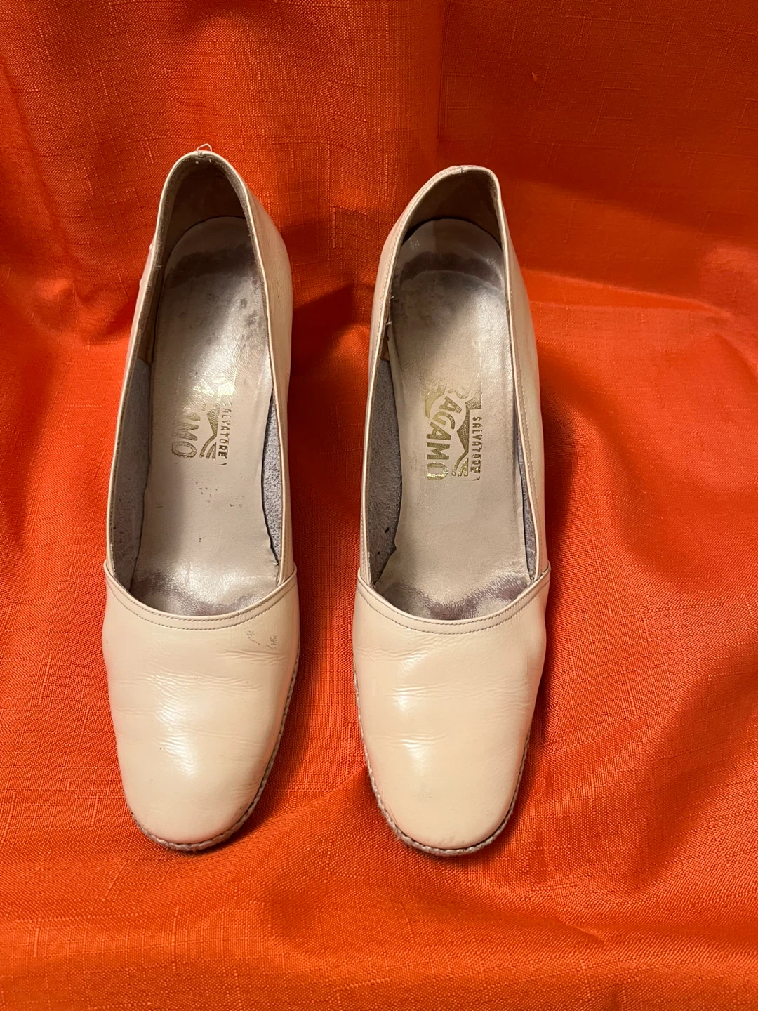 Salvatore Ferragamo Beige Leather Wedge Heels