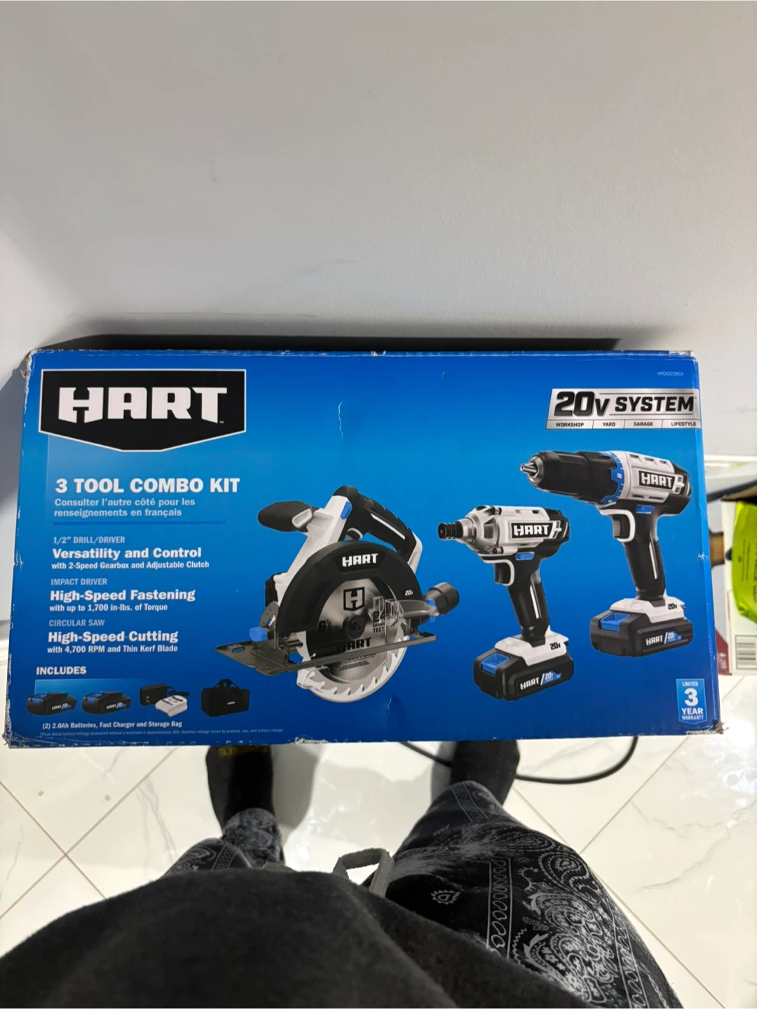 HART 20V 3-Tool Combo Kit Cordless Drill Circular Saw - photo 3