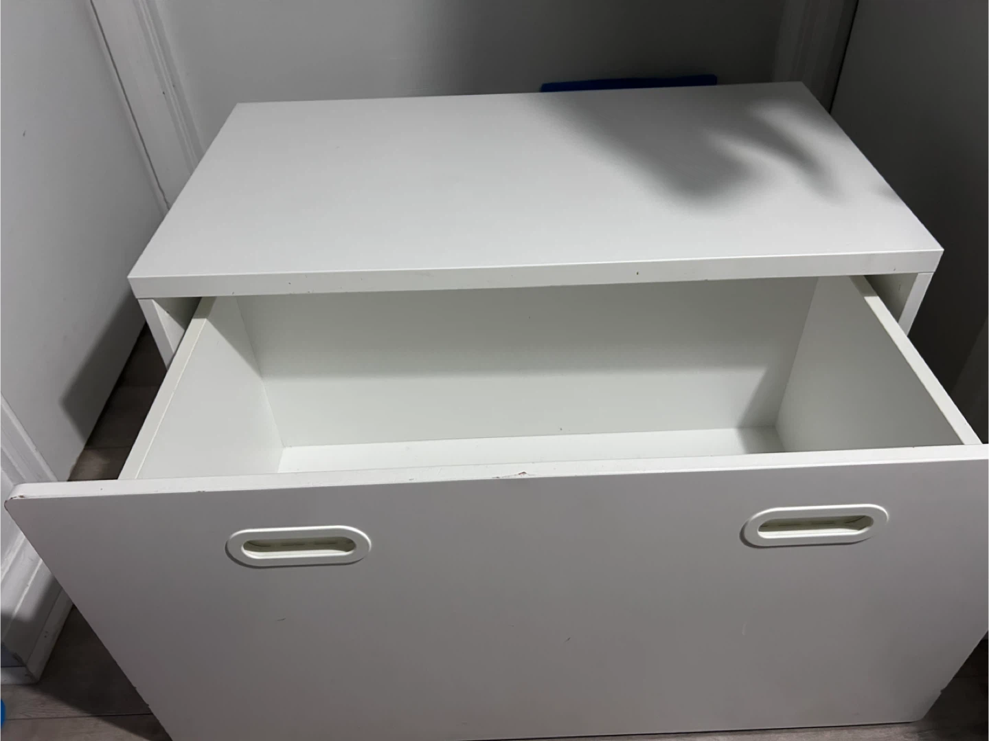 White Storage Bench with Black and White Striped Cushion - photo 5
