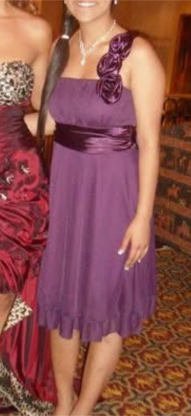Purple Party Dress with Flower Accent - photo 4