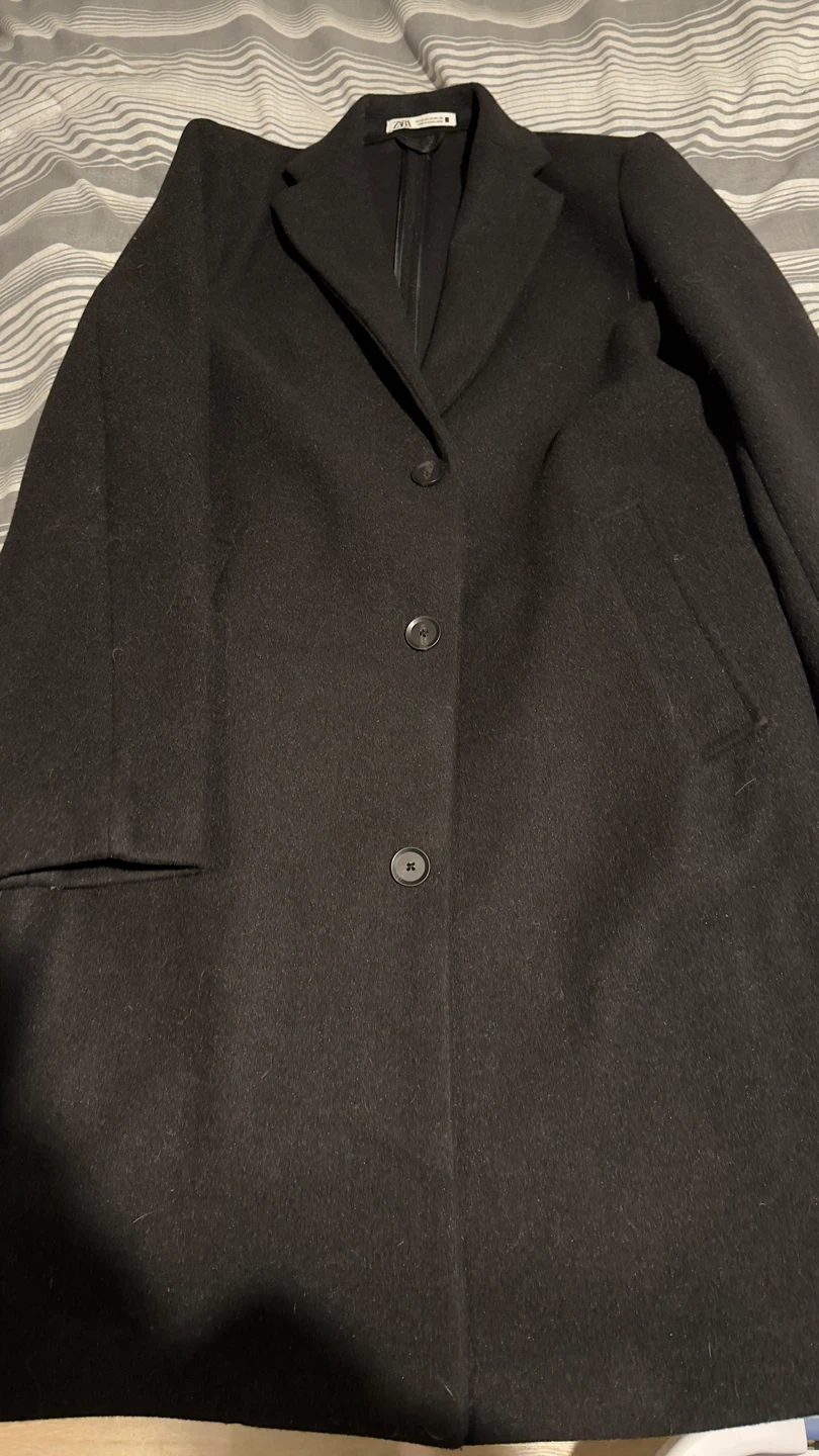 ZARA Black Wool Blend Coat - Size XS
