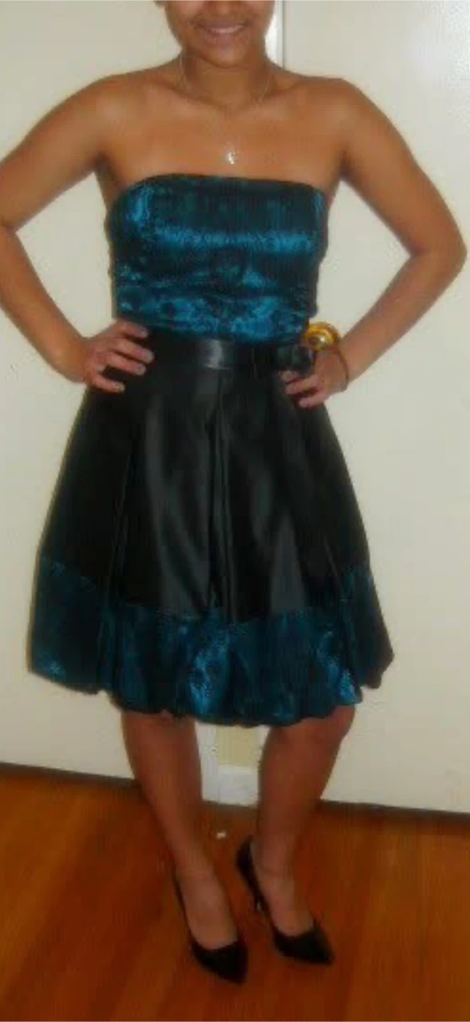Black and Teal Lace Formal Dress - photo 4