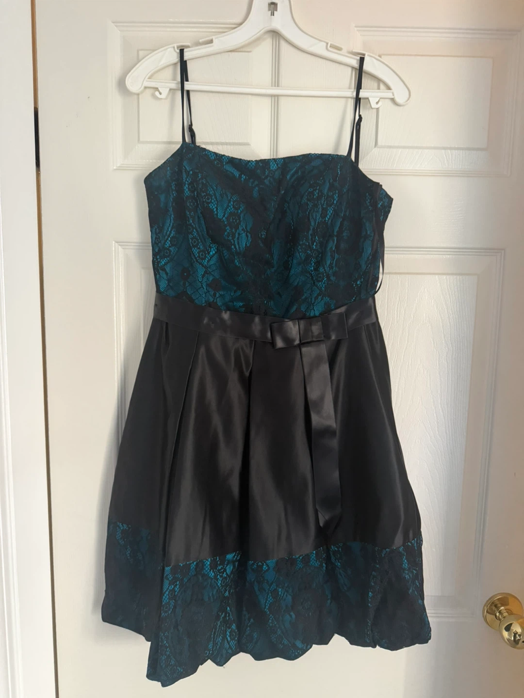 Black and Teal Lace Formal Dress - photo 3