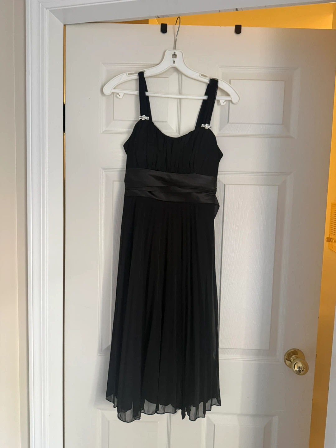 Black Formal Dress with Rhinestone Straps - photo 2