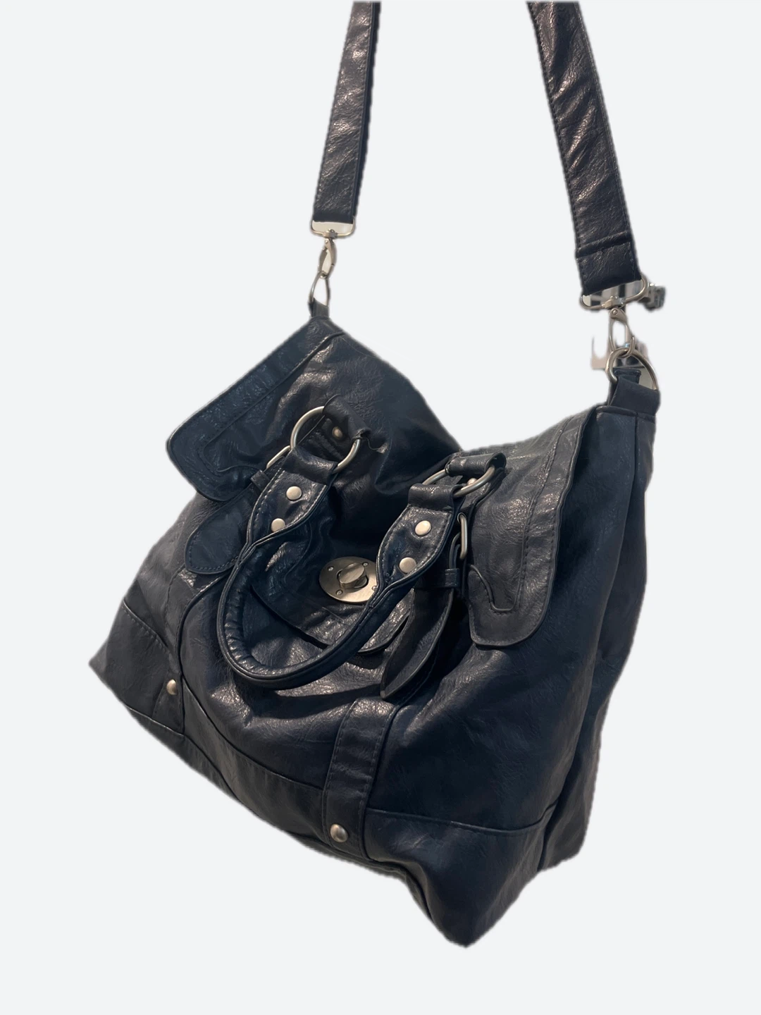 Mossimo Supply Navy Blue Faux Leather Satchel Handbag